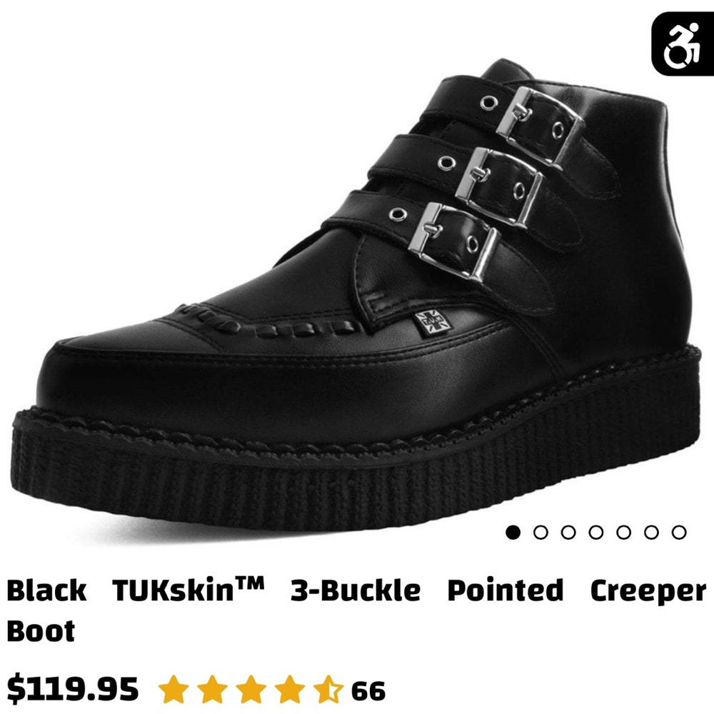 Black TUKskin 3-Buckle Pointed Creeper Boot